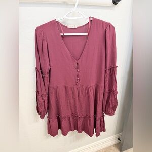 Women's Red Long Sleeve Dress